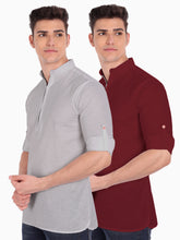 Mens Casual ZIP Style Full Sleeve Cotton Kurta (Pack 2)
